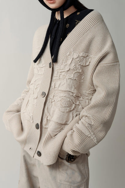 Retro Jacquard Knit Sweater Jacket