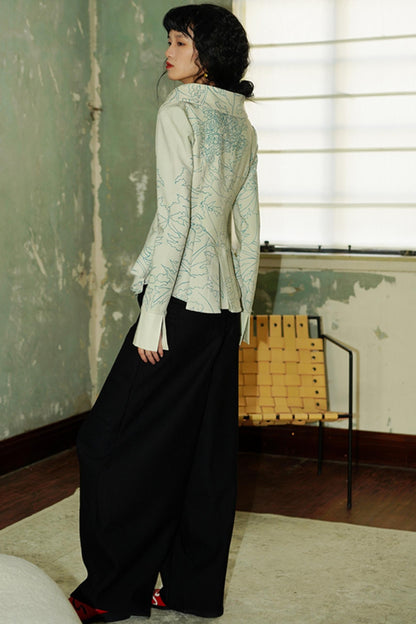 Pressed Pleated Wide-Leg Pants