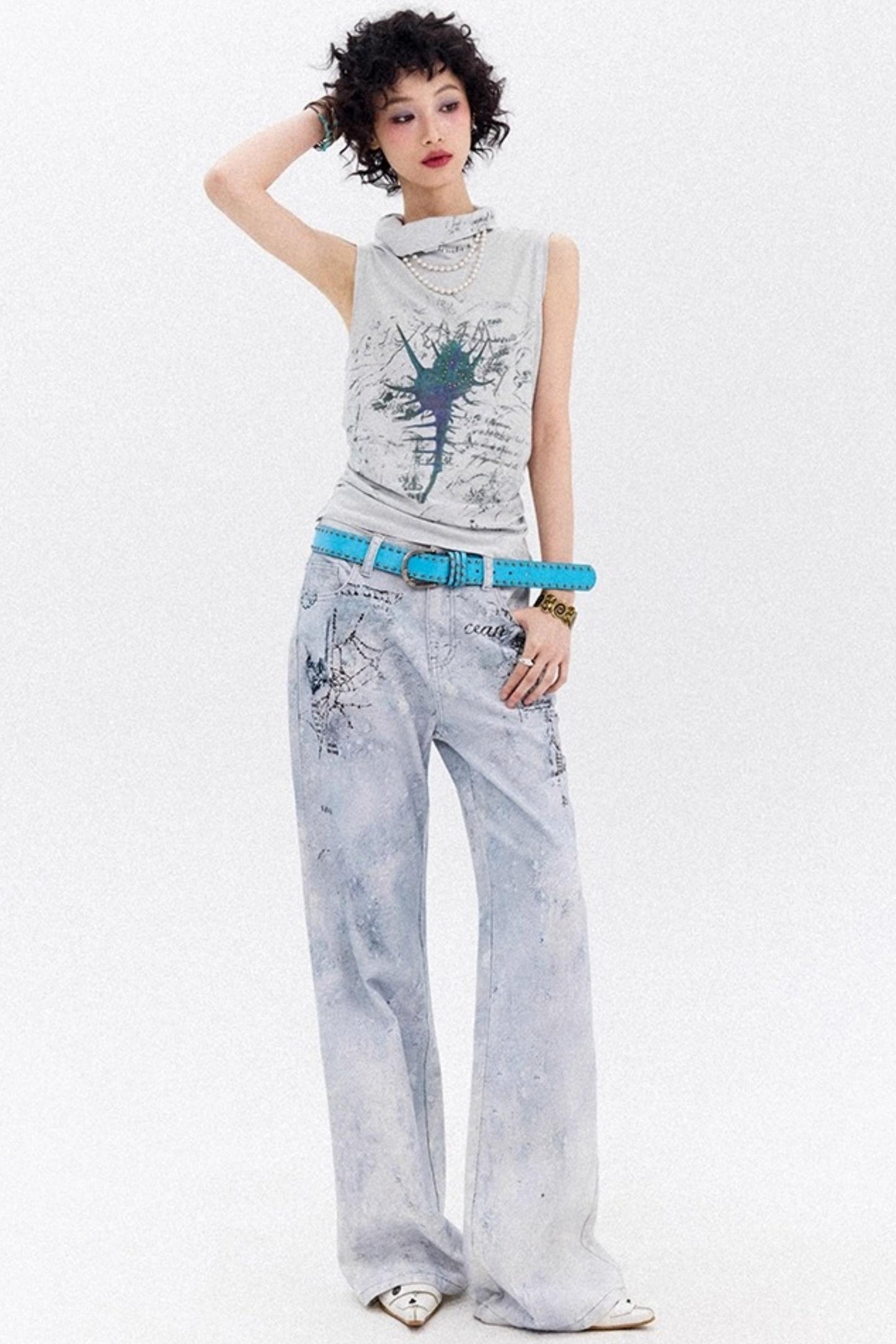 Asymmetrical Pleated Tank Top