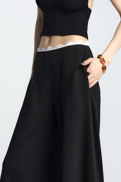 Summer Lace Draped Wide-Leg Pants