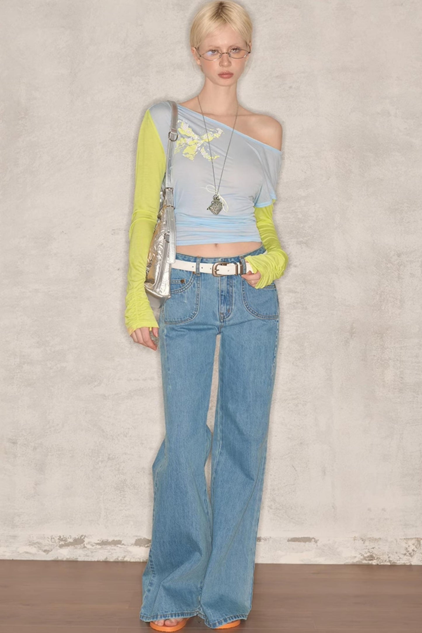 Wide-Leg Denim Pants