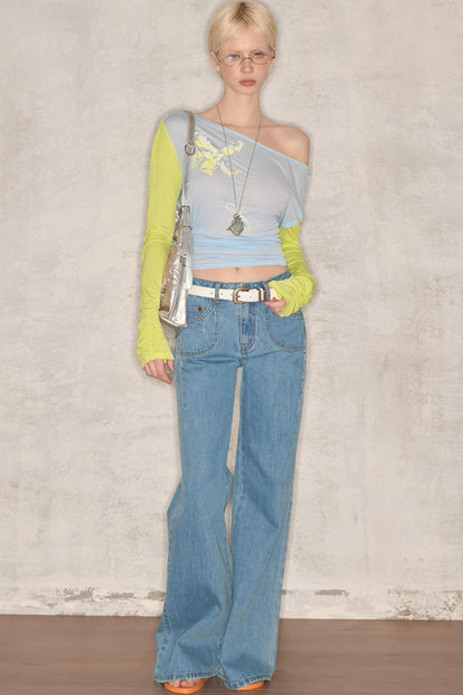 Wide-Leg Denim Pants