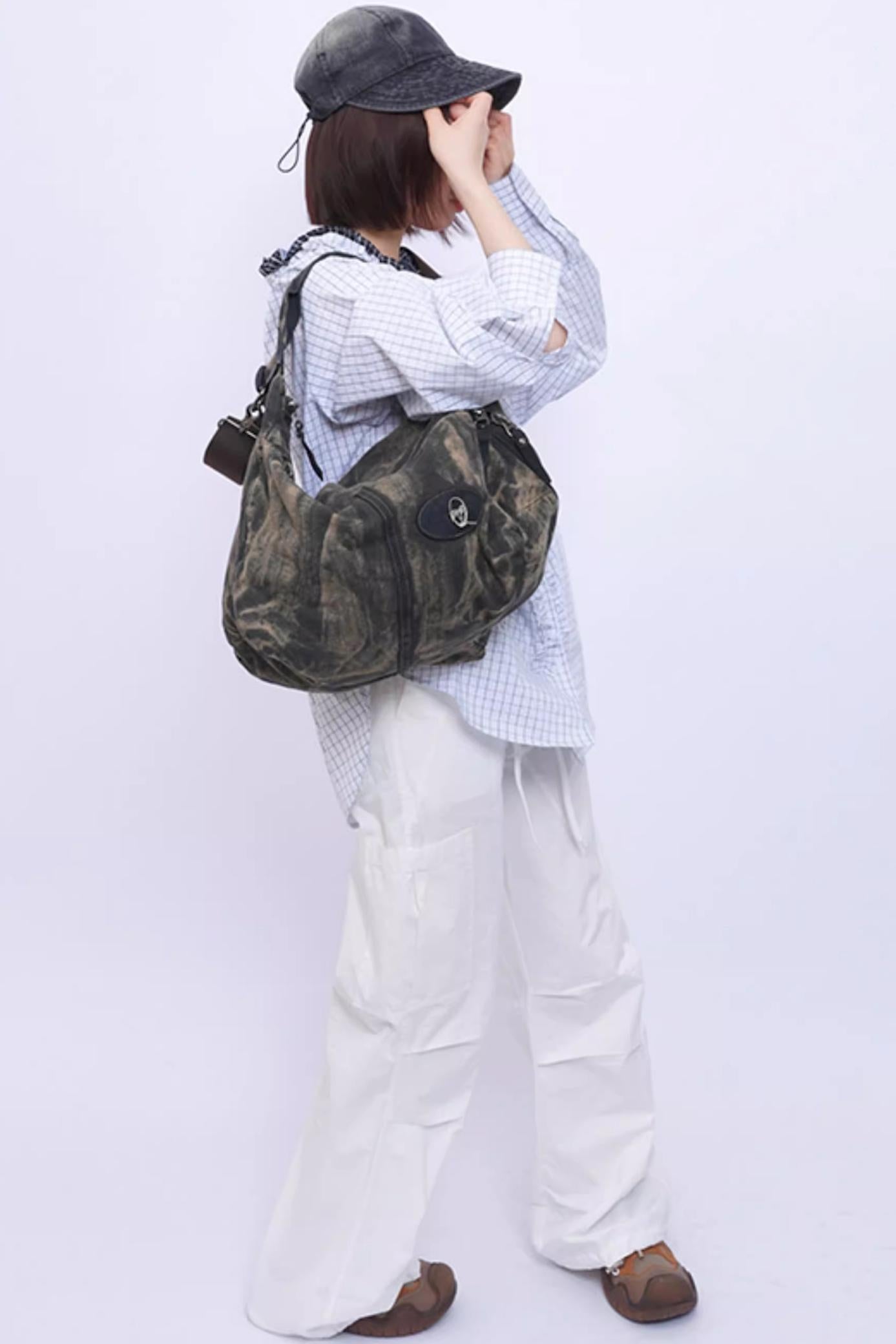 Vintage Denim Patchwork Bag