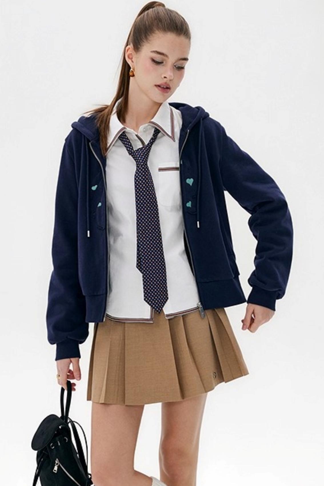 Khaki Retro Pleated Skirt