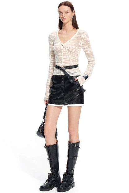 Sheer Slim Long Sleeve Knit Top