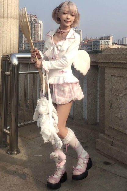 Striped Embroidered Bud Pumpkin Skirt