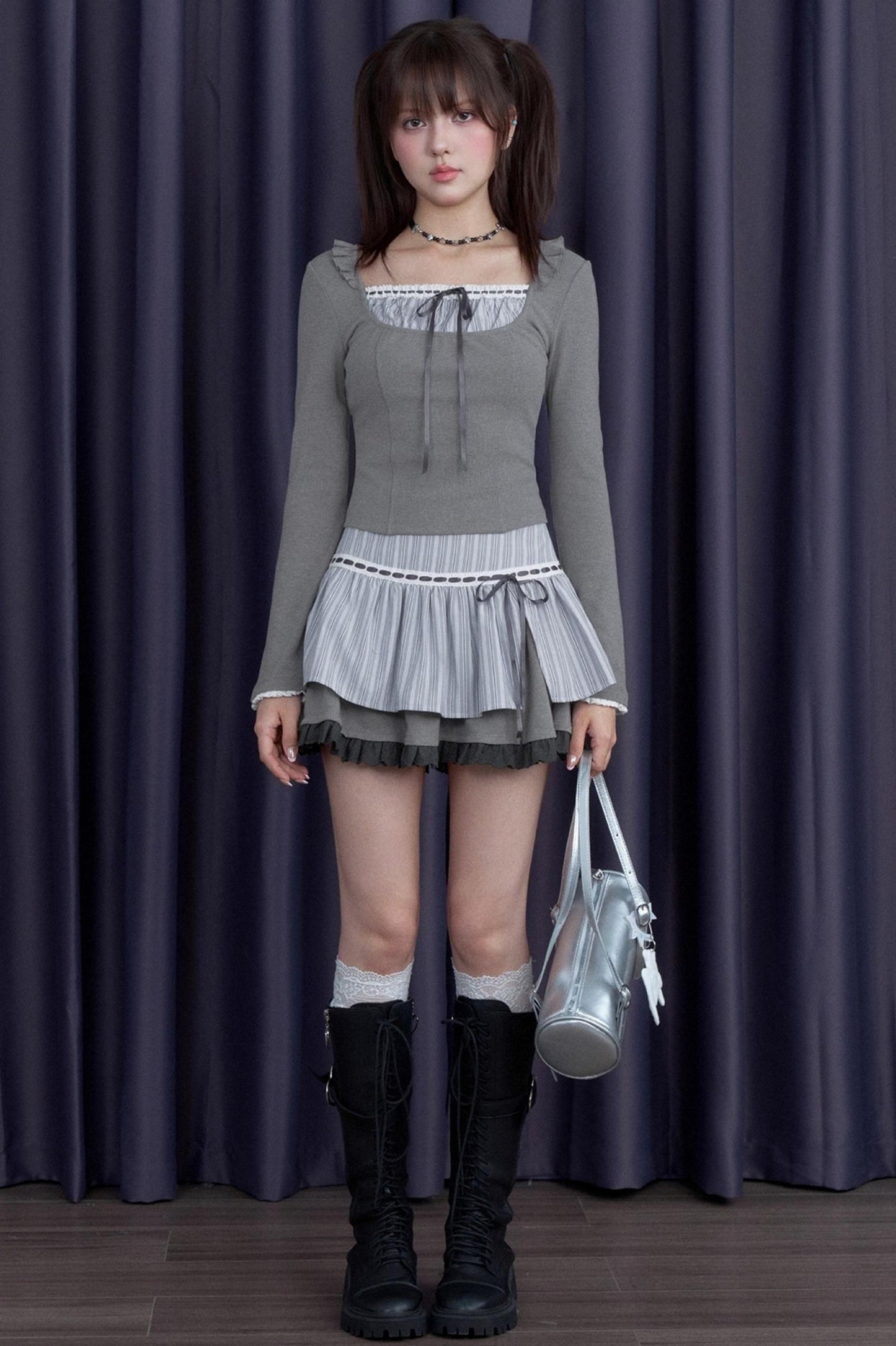 Blue Stripe Cute Skirt