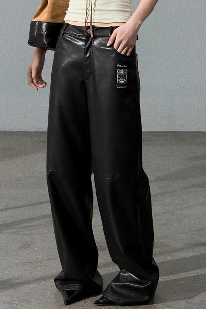 Romantic Retro Wide-leg PU Leather Pants