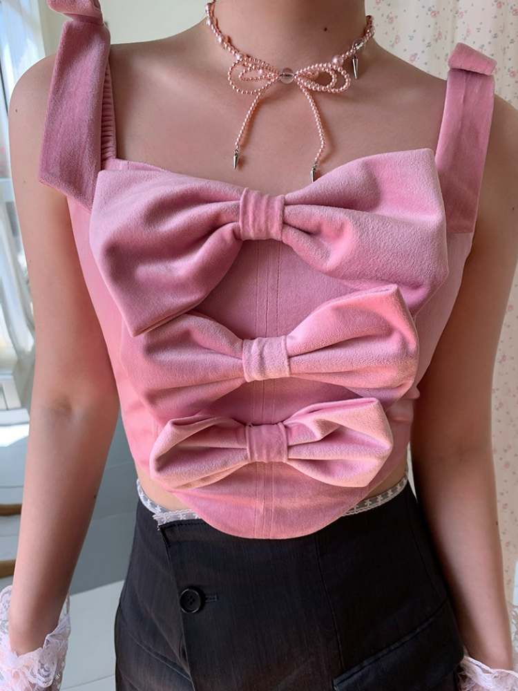 Ribbon Velvet Suspender Bustier