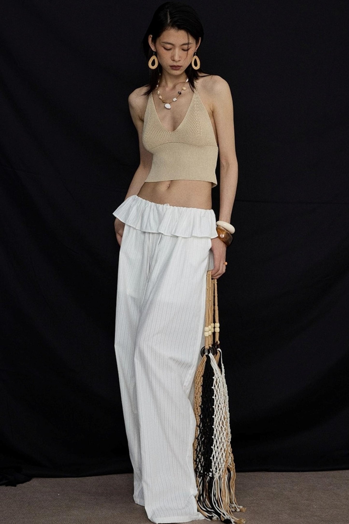 Orange V-Neck Knitted Vest