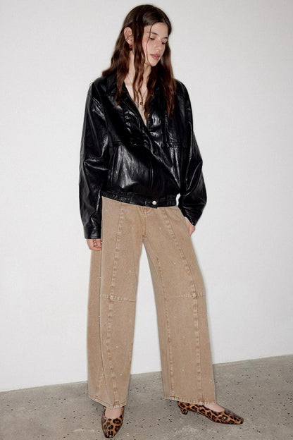 Casual Silhouette Biker Style Jacket