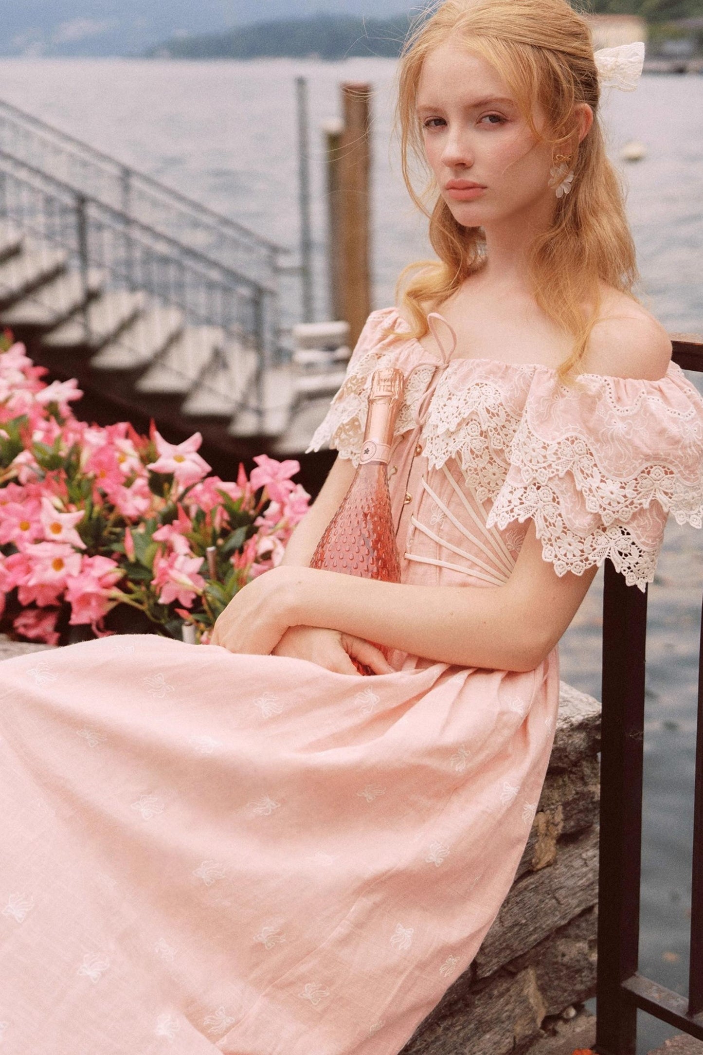 French Herringbone One-Shoulder Dress