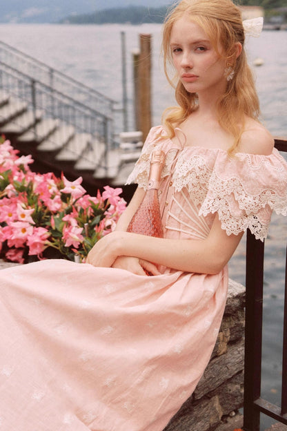 French Herringbone One-Shoulder Dress