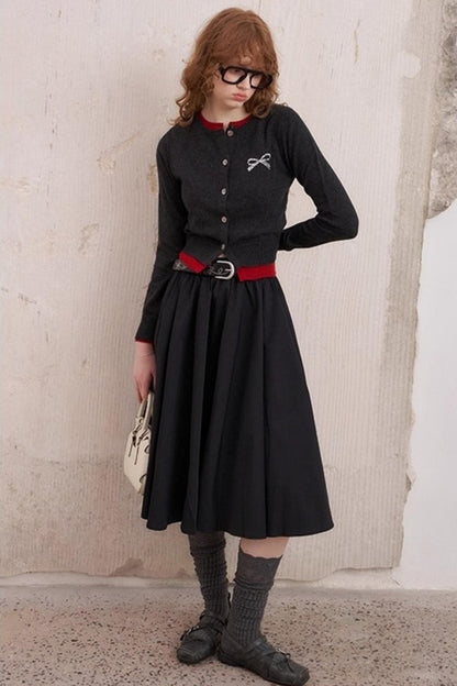 Elegant Pleated Midi Length Skirt