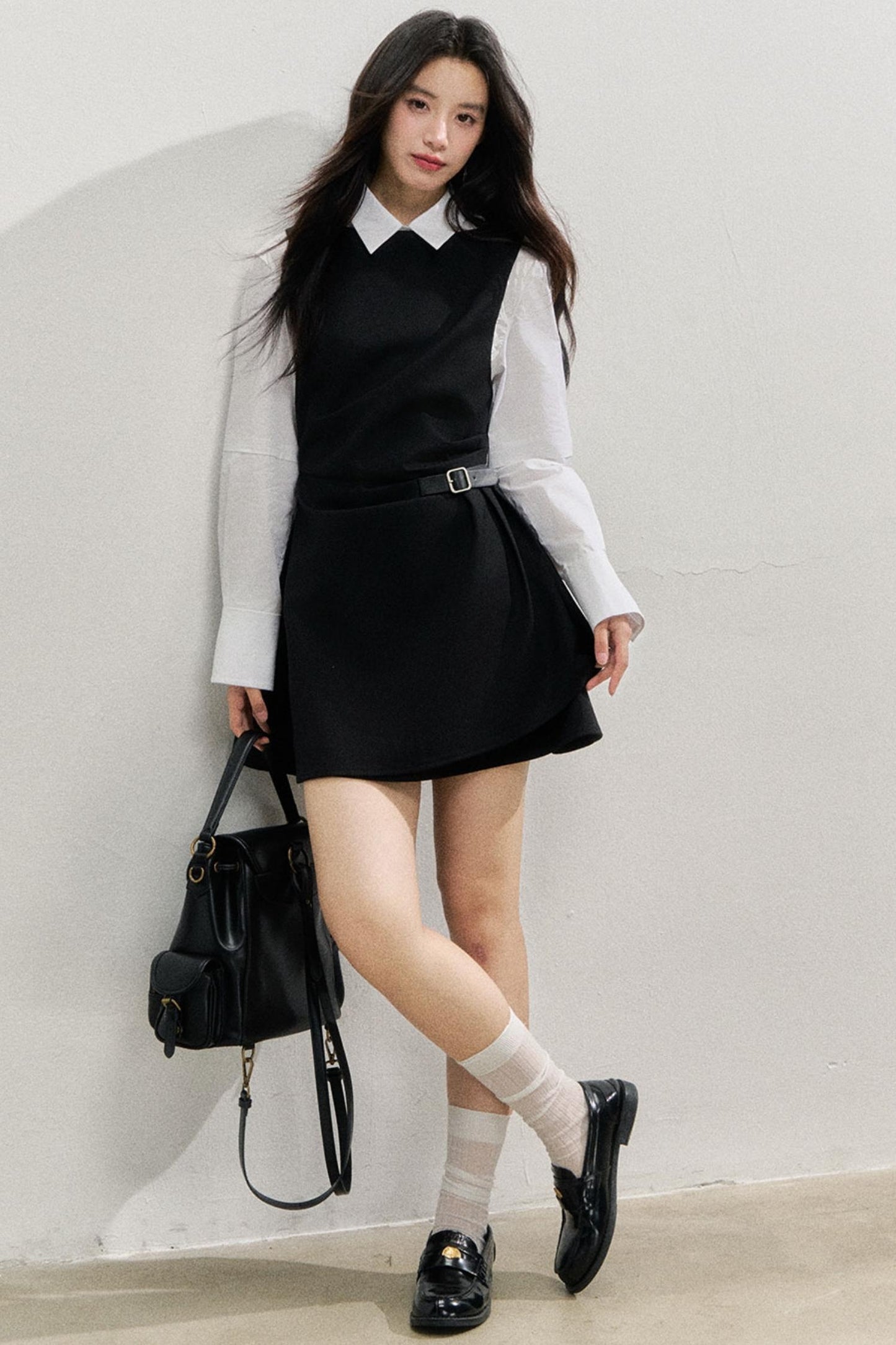 SunsetPark Plaid Leather Buckle Dress