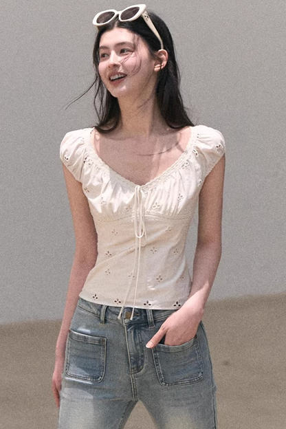 Embroidered Cotton Lace Top