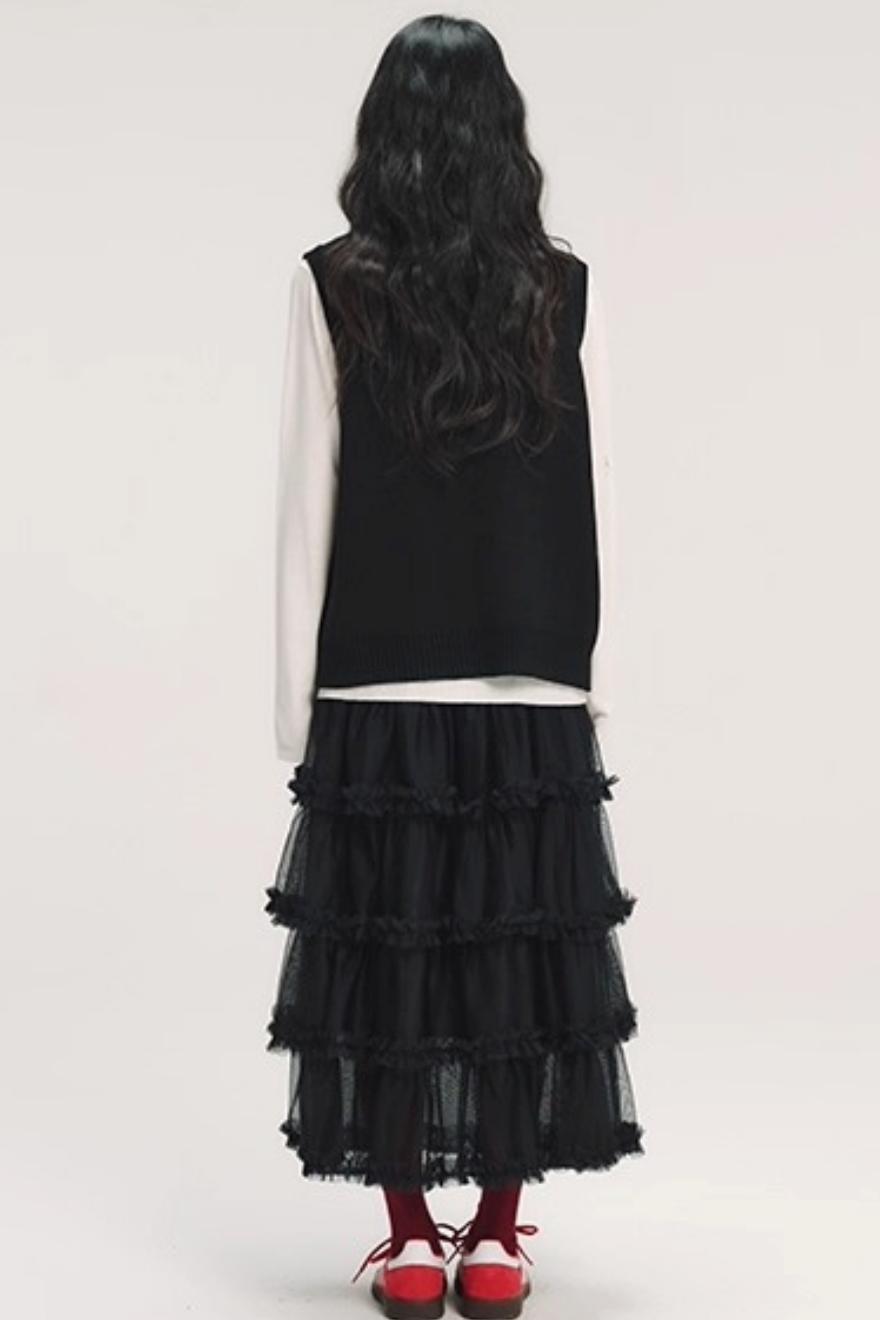 3D Embroidery Ruffled Skirt