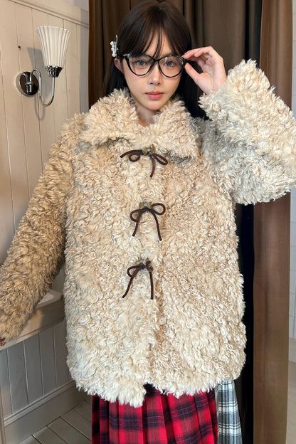 Cozy Bow Button Wool Coat