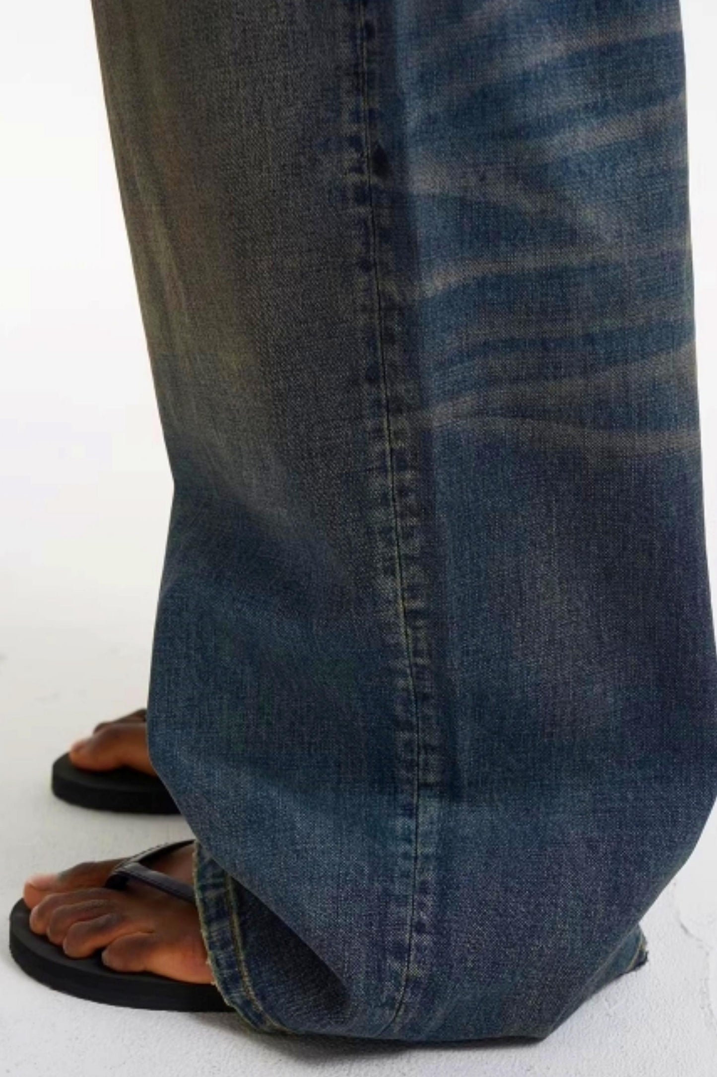 Pleated Washed Denim Pants