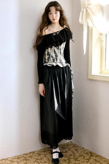 Vintage Shoulder Flower Bud Dress