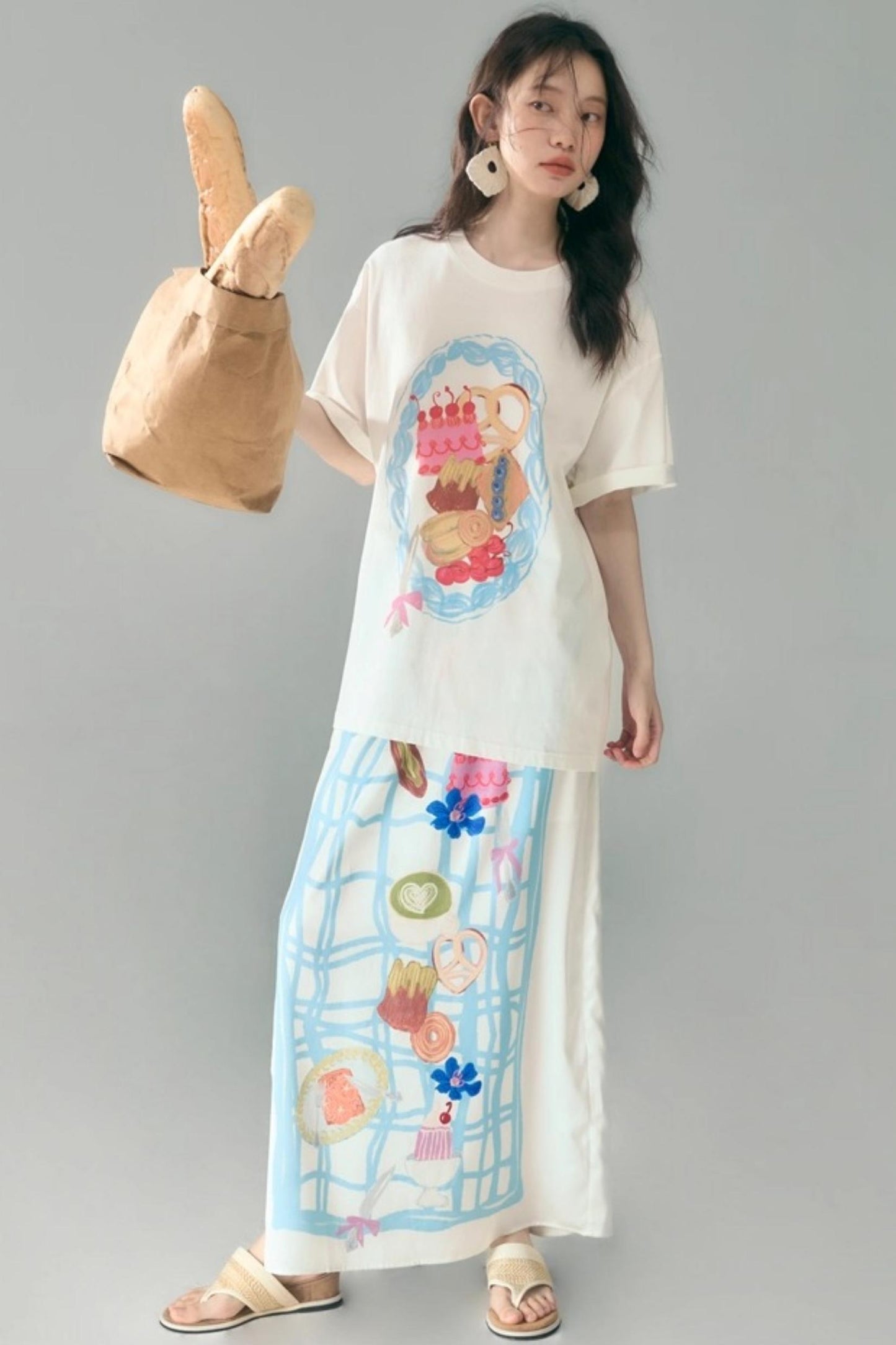 Hand-Painted Crewneck Cotton T-Shirt