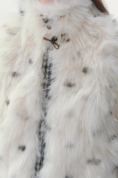 Polka Dot Plaid Fur Coat