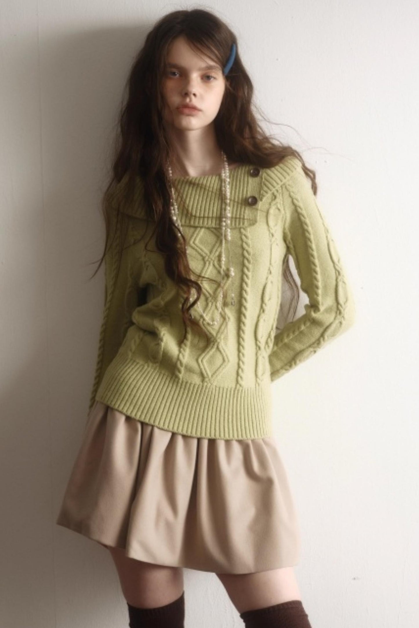 Artist Original Wool Off-Shoulder Sweater