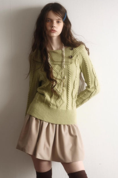 Artist Original Wool Off-Shoulder Sweater