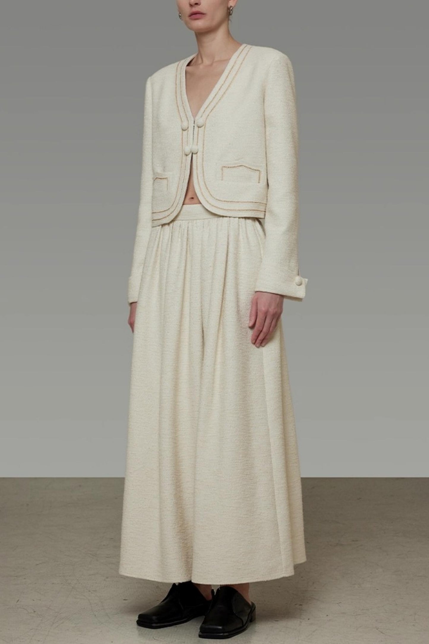 Vintage V-Neck Short Suit Set-Up