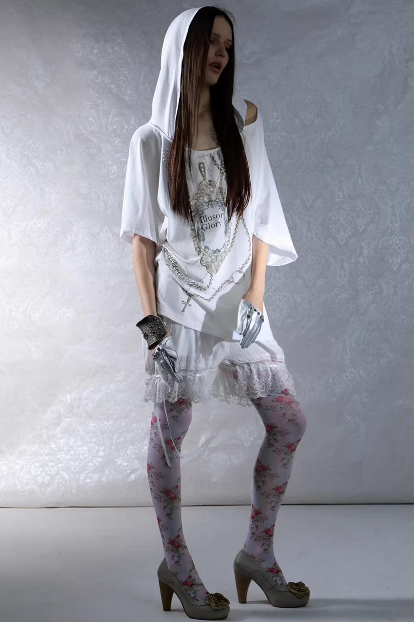 Retro Gemstone Hooded Top