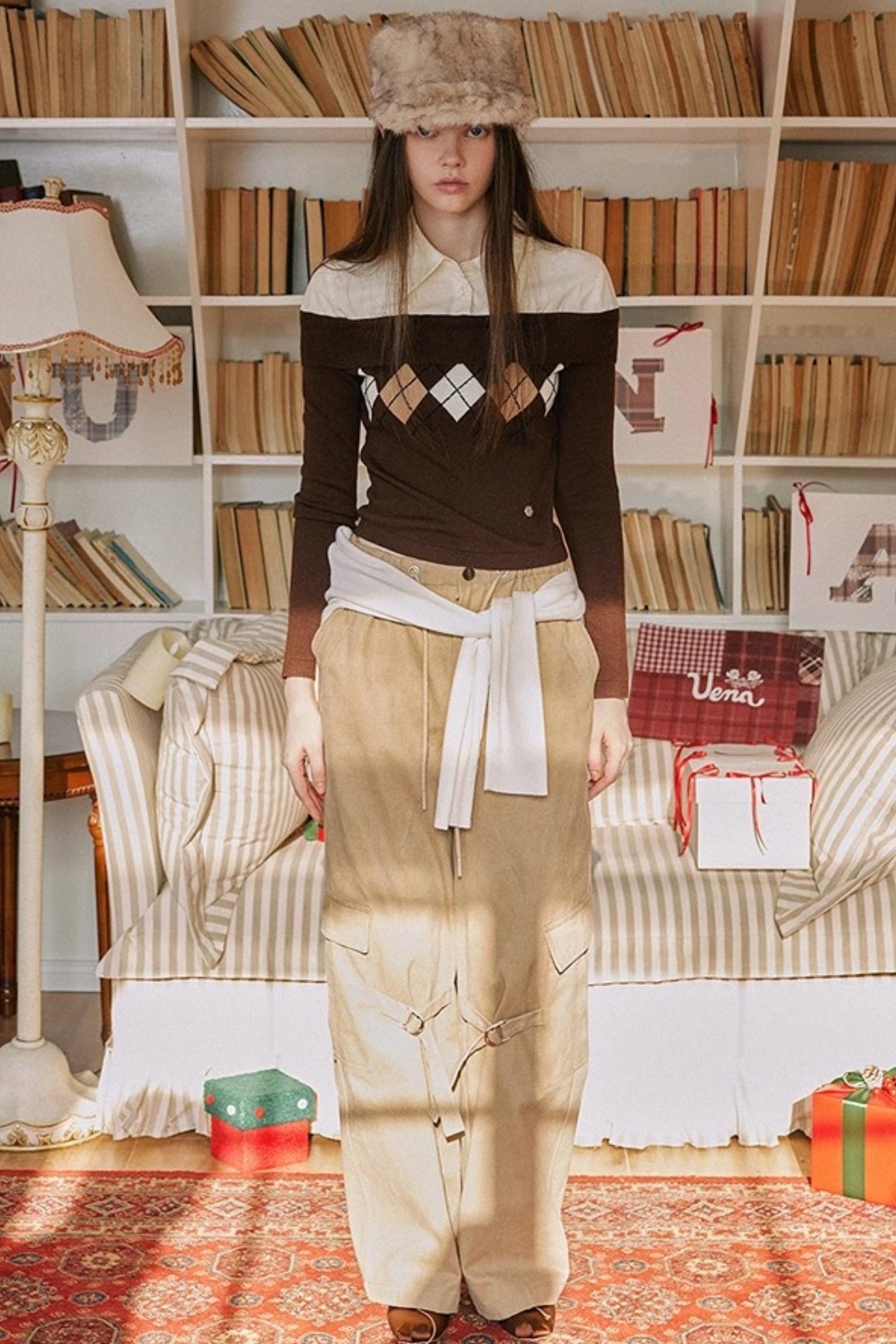 Diamond Pattern Merino Wool Sweater