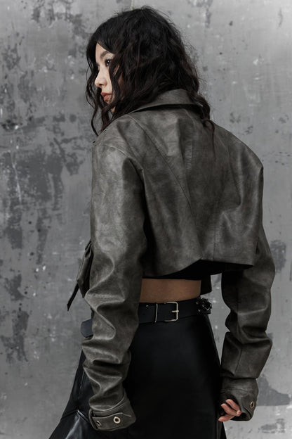 Vintage Distressed Punk Leather Jacket