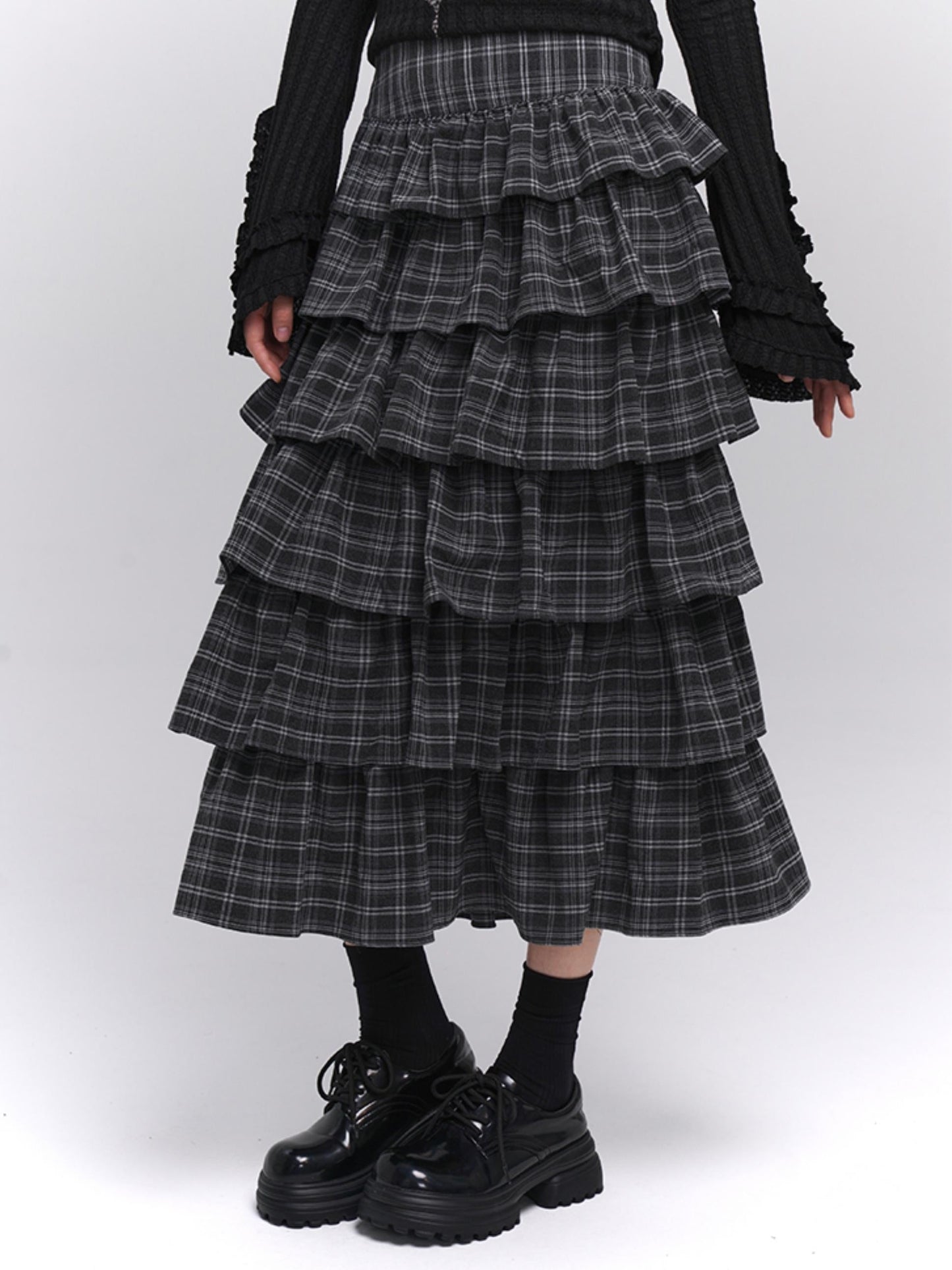 Long Artistic Plaid Skirt