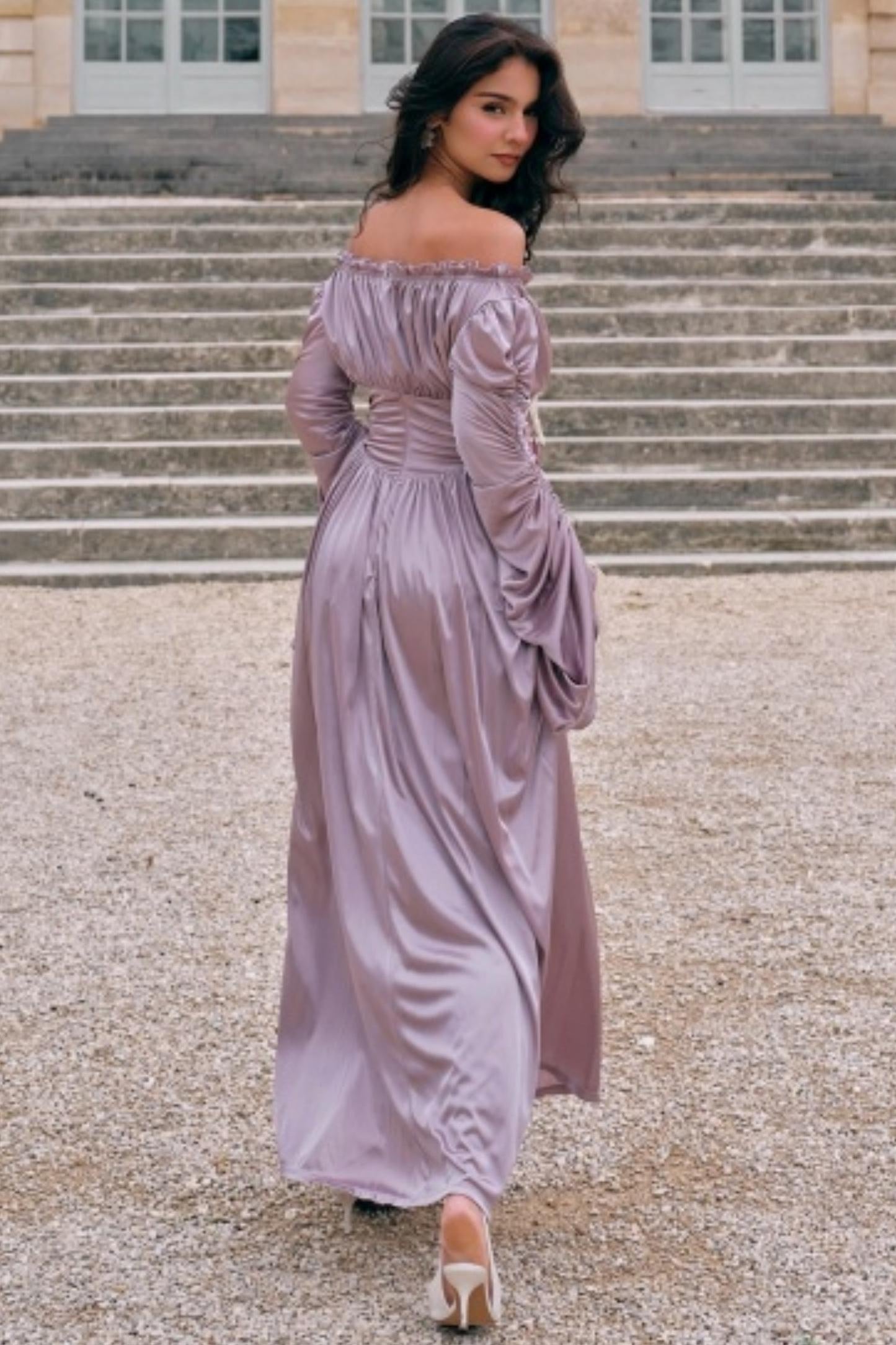 Satin Parthenon One-Shoulder Dress