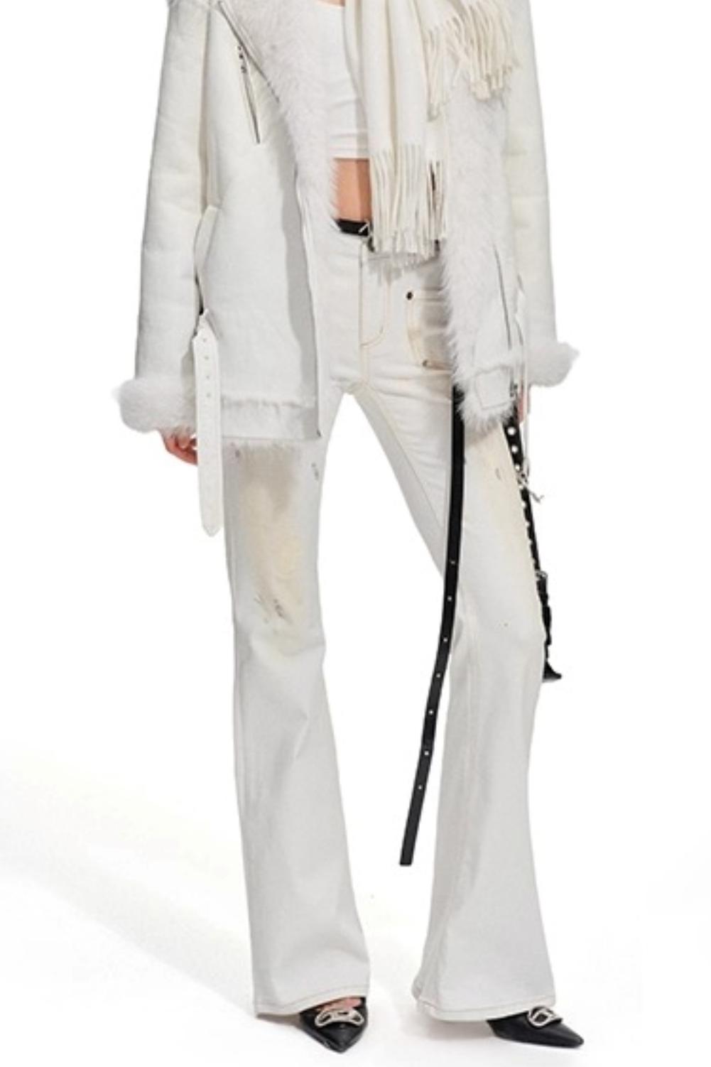 Heavy Washed Denim Stretch Bootcut Pants