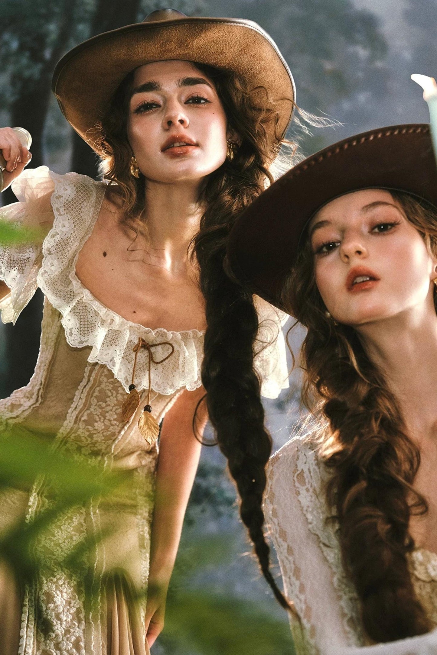 French Countryside Lace One-Shoulder Dress