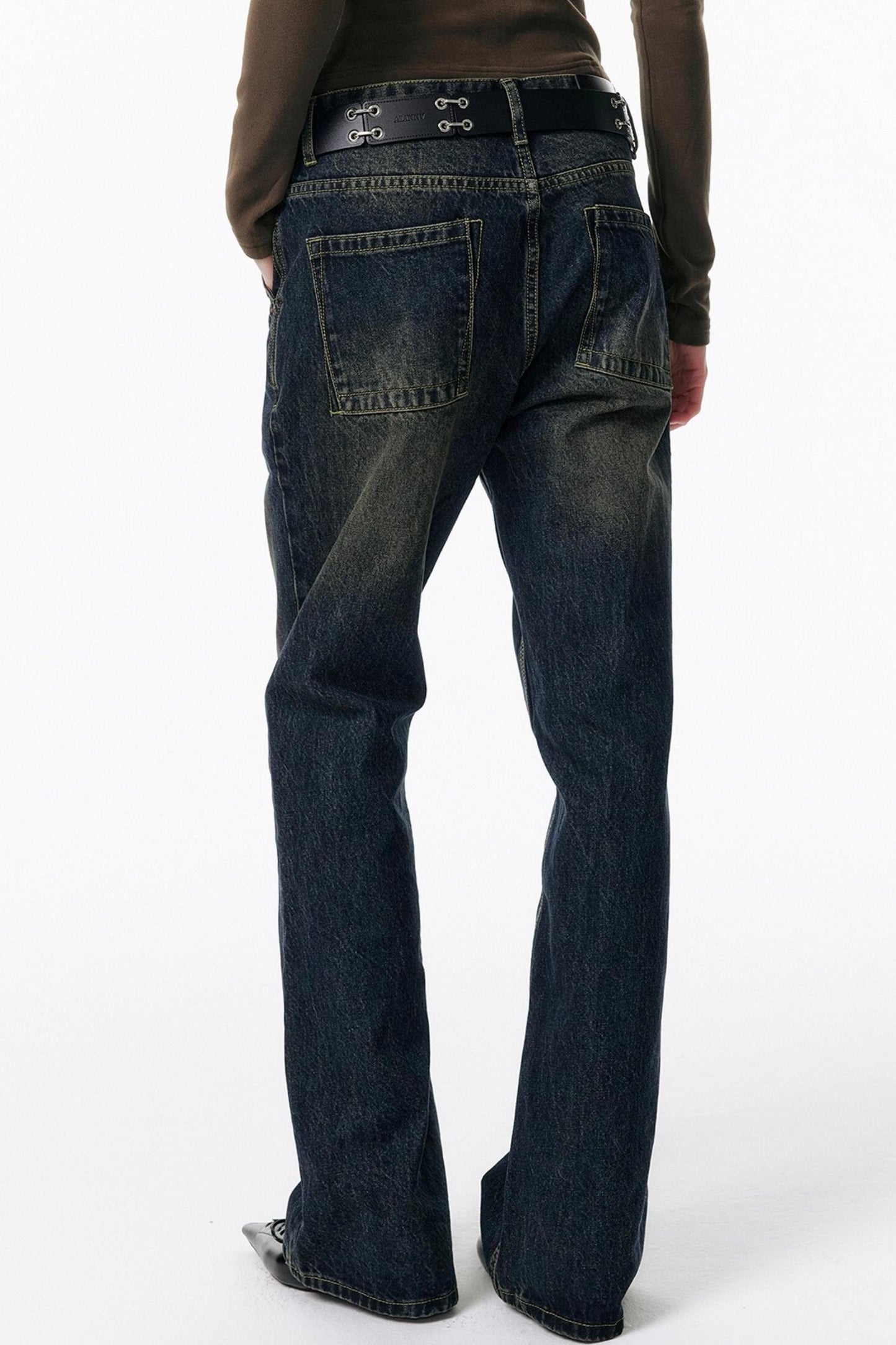 Retro Washed Micro-Flared Jeans