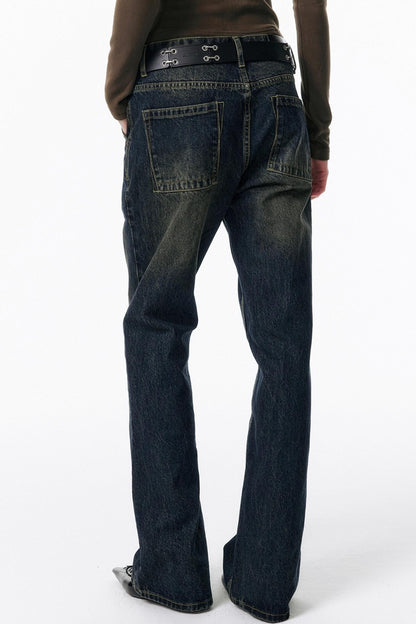 Retro Washed Micro-Flared Jeans