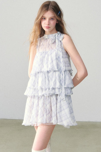 Light Blue Gingham Tutu Dress