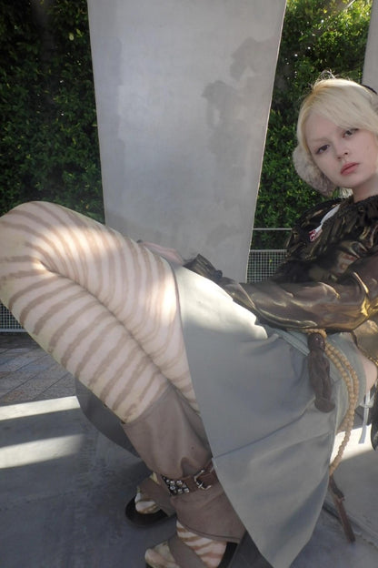 Hand-Painted Striped Ultra-Thin Stockings