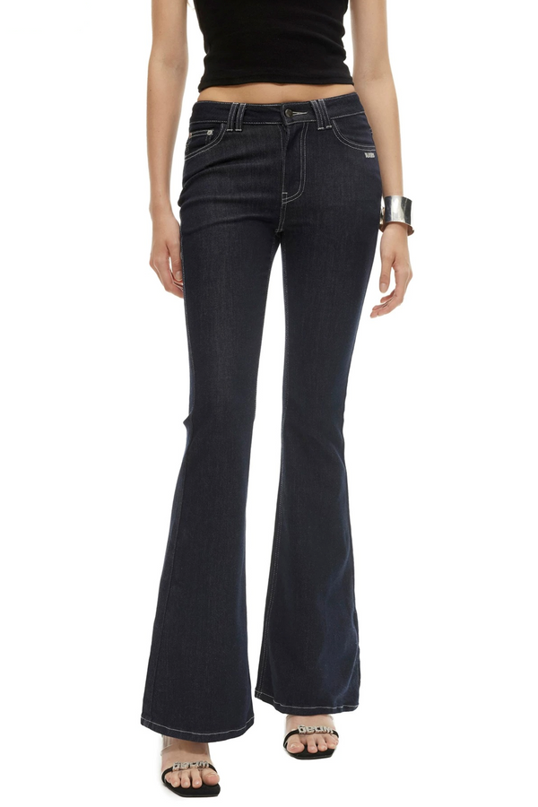 Washed Denim Flared Pants