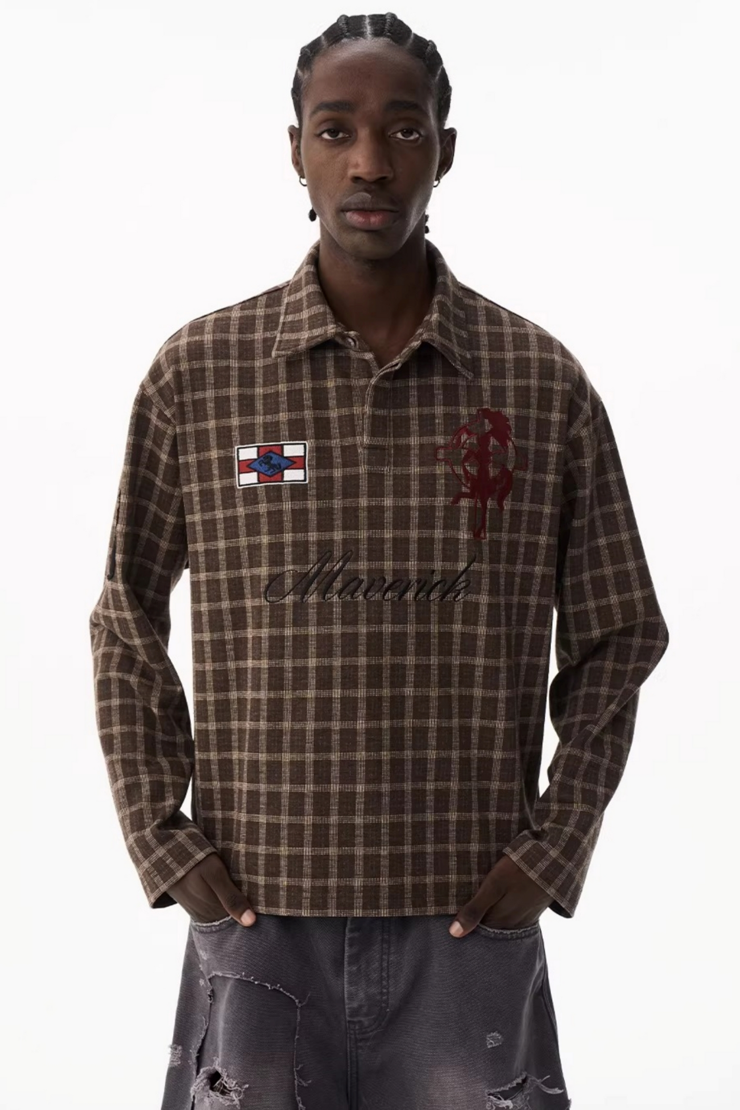 American Retro Plaid Polo Shirt