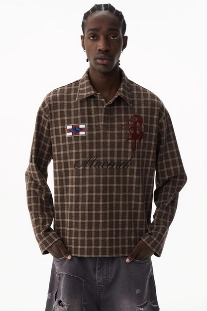 American Retro Plaid Polo Shirt