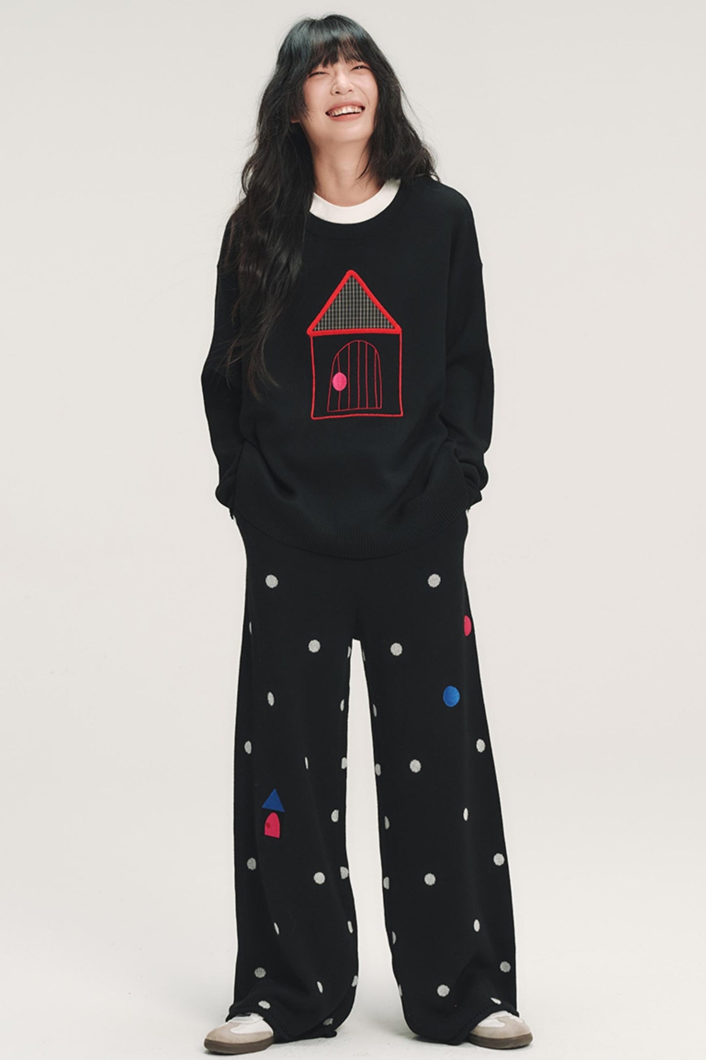 Colorful Polka Dot Knit Pants