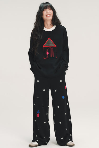 Colorful Polka Dot Knit Pants