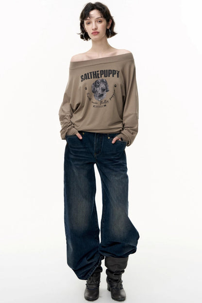 Loose Straight Wide-Leg Scimitar Jeans