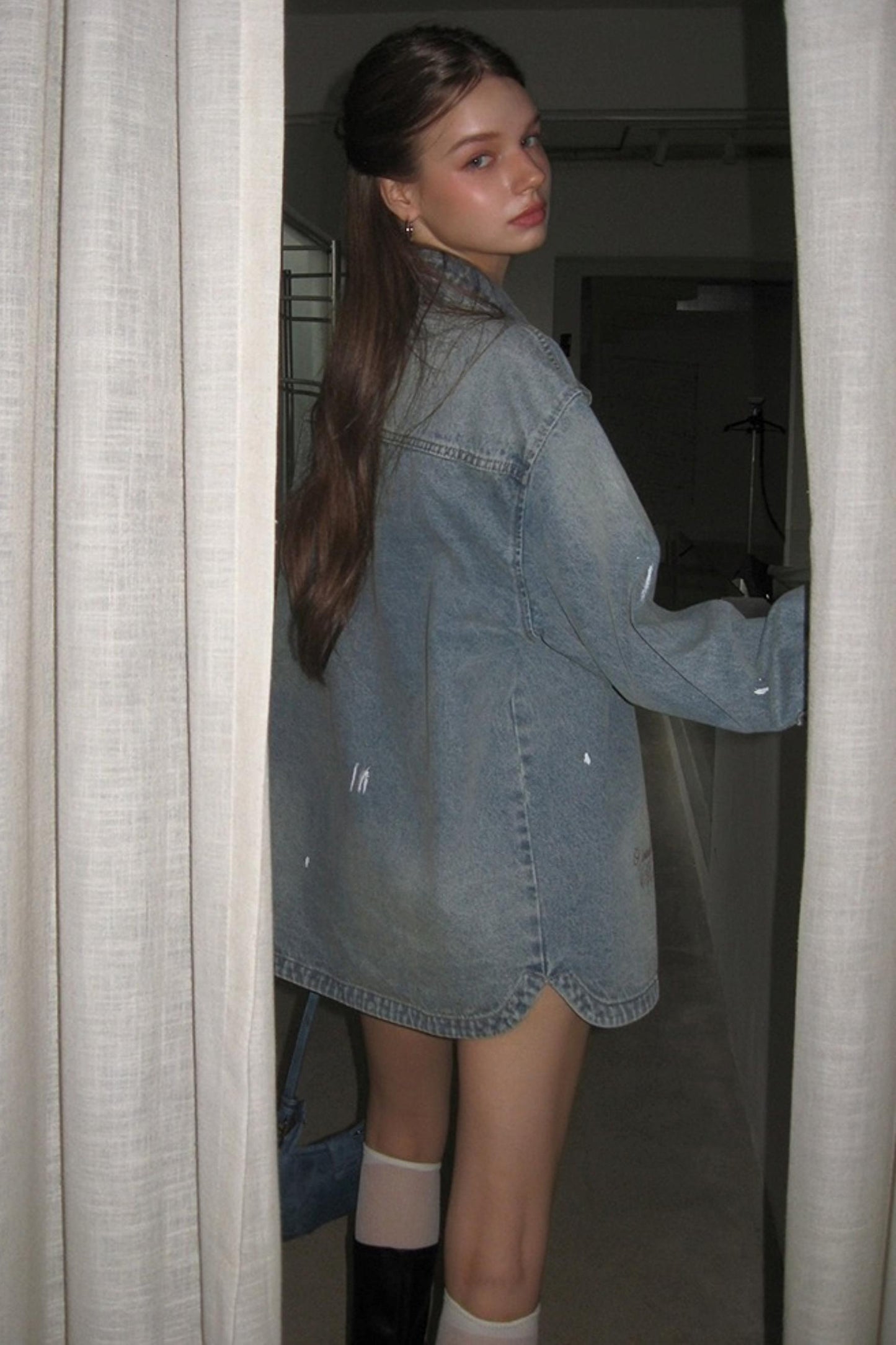 Washed Distressed Loose Denim Jacket