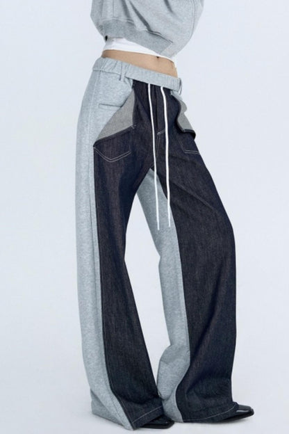 Color-Blocked Denim Sweatpants