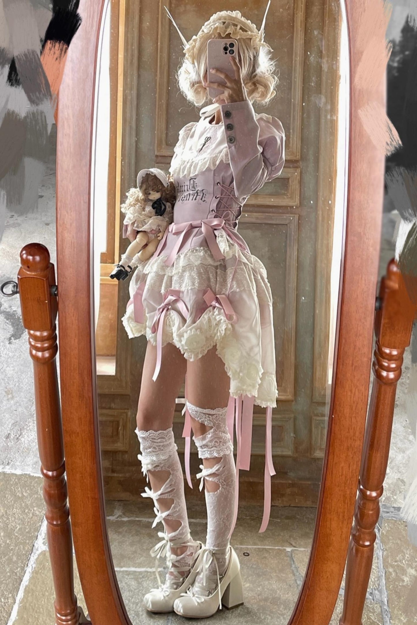 Pink Lace Swing Shirt Set-Up