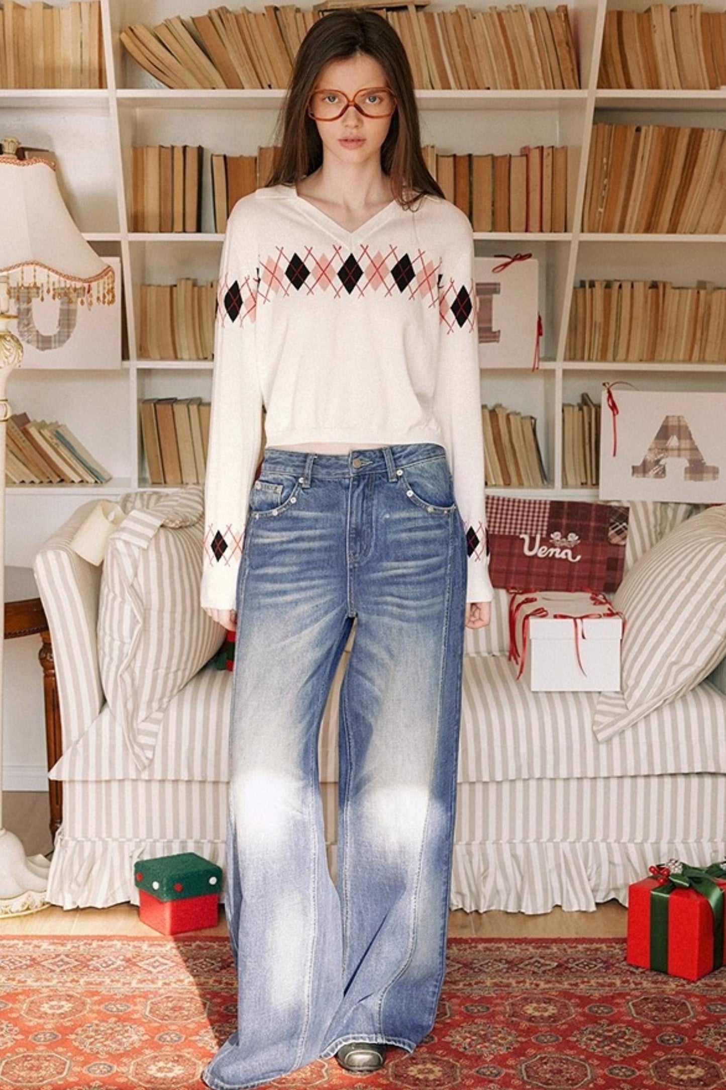 Blue Distressed Denim Pants